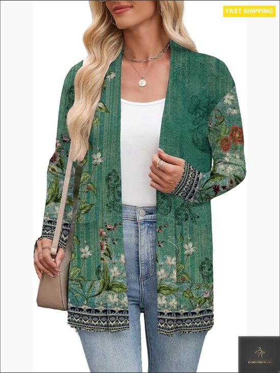 Sweaters - Lightweight Open Front Cardigan with Pockets Loose Fit Kimono Style Summer